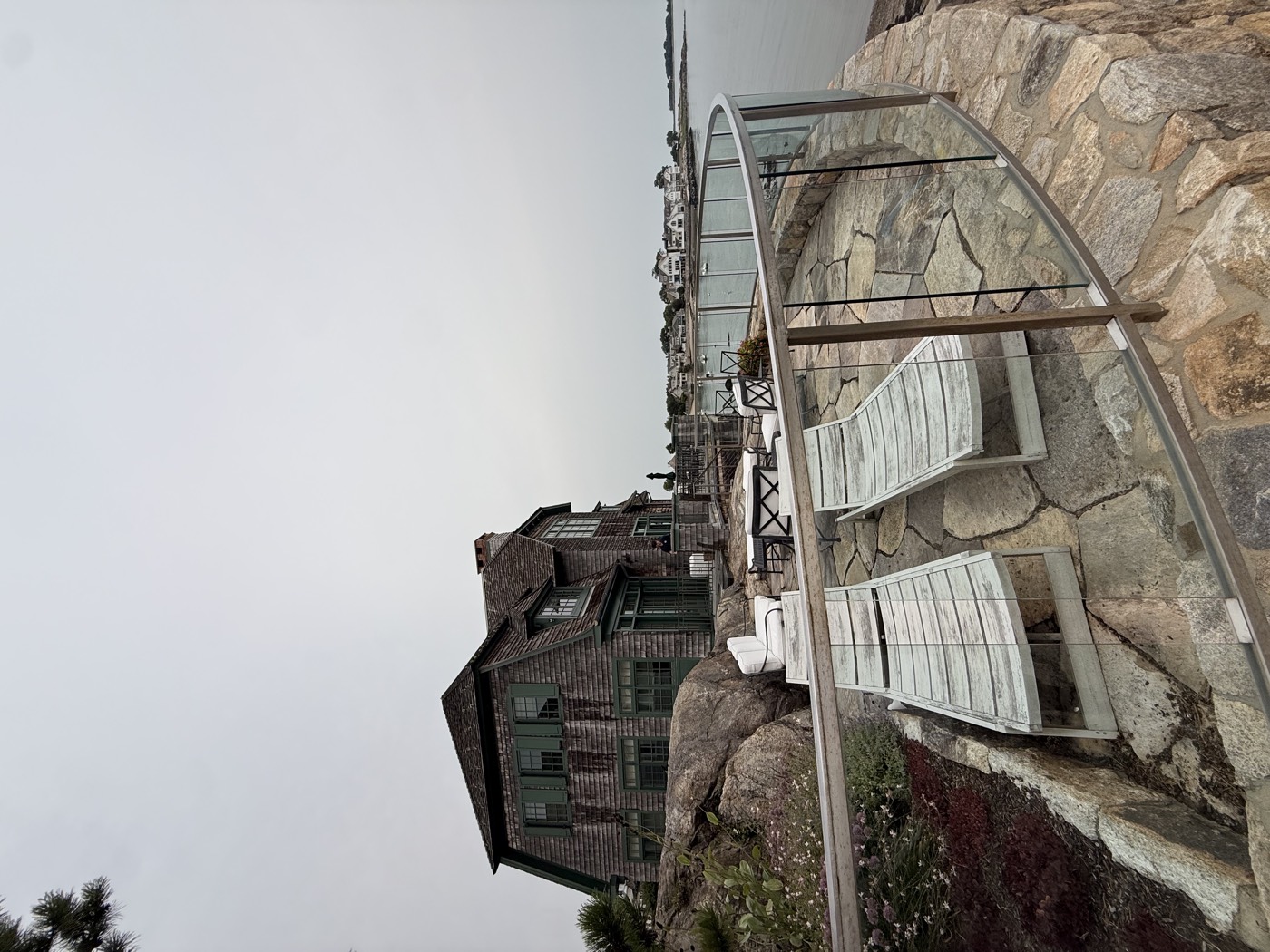 Connecticut home built on the rocks above the water, freshly cleaned windows by Clear View