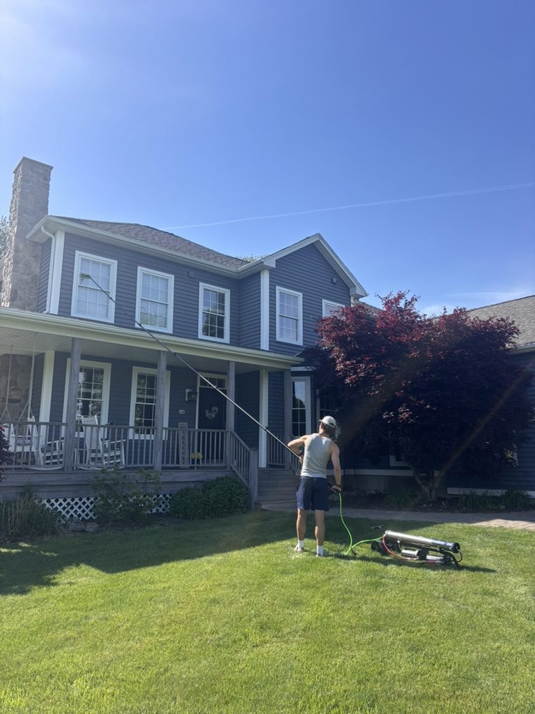 Water-fed pole exterior cleaning by Clear View Window Co. in Connecticut